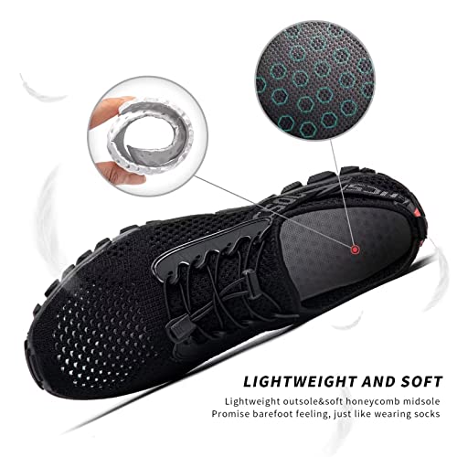 Water Shoes for Men Women Quick Dry Aqua Beach Swim Footwear - All Black, 13 Women / 11.5 Men
