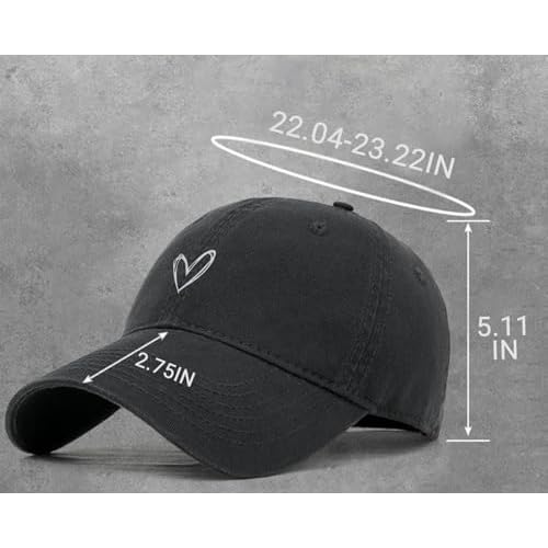 Vintage Heart Embroidered Baseball Cap Distressed Adjustable Hat for Women Low Profile Dad Hats Unisex Cotton Cap