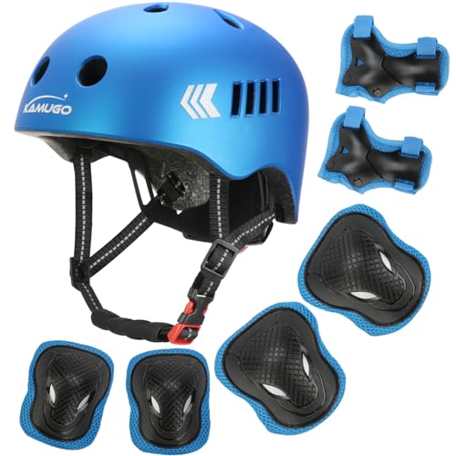 Blue Kids Bike Helmet Set for Ages 2-8 with Protective Gear - Toddler Safety Helmet