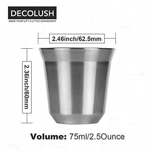 Stainless Steel Espresso Cups 75ml Double Wall Insulated - 4 Pack, Variation of Stainless Steel