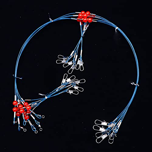 Blue Stainless Steel Fishing Leaders 12 Pack 2 Arm Saltwater Tackle Rig with Swivels