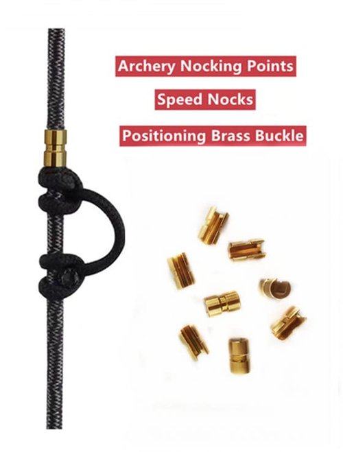 ZOEKO Bow String Nocking Points Bowstring Brass Nock Point Archery Accessories, Speed Nocks for Recurve and Compound Bow (8 Pieces) (ID:0.125", OD:0.250", Length:0.640")