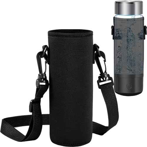Water Bottle Holder Water Bottle Bag Carrier Neoprene Portable Sling Bag Cover Sleeve Case with Strap for Hiking(Black)