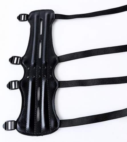 Archery Leather Arm Guard Long 4 Straps Forearm Protective Gear Hunting Arrow Bow