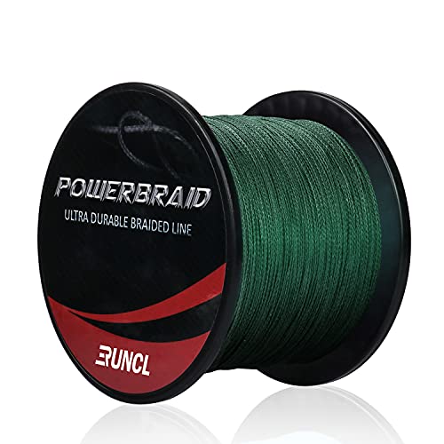 RUNCL PowerBraid Braided Fishing Line 40lb 300yd Moss Green Seamless Weaving
