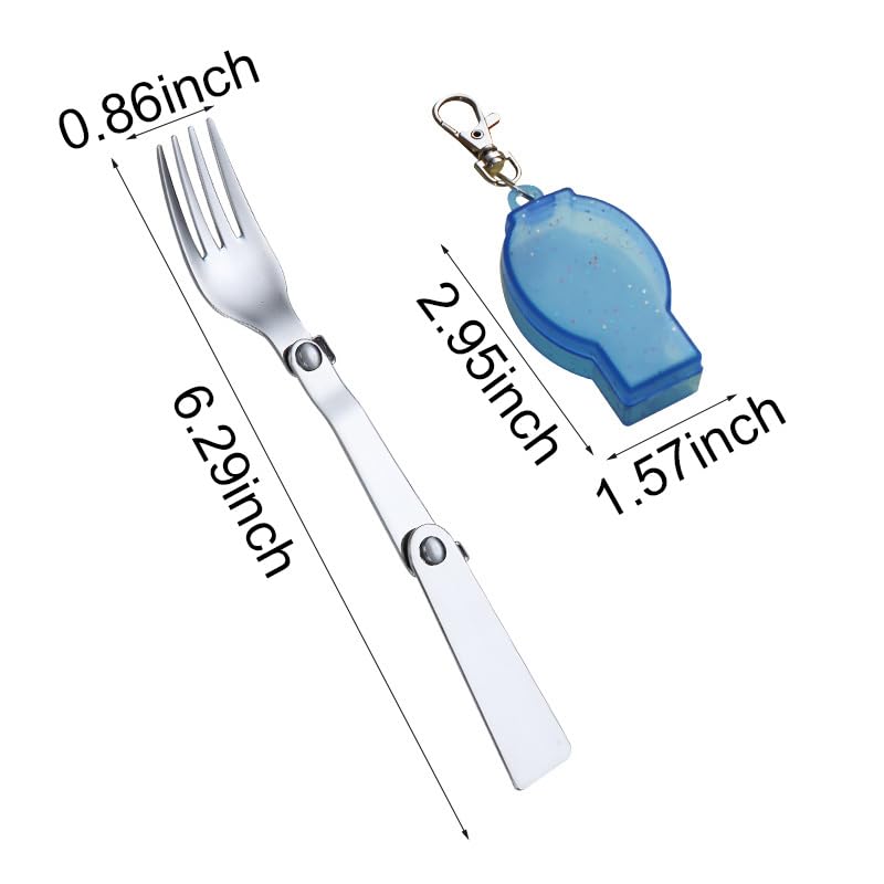 Folding Forks Silverware with Case Portable Foldable Travel Camping Utensils Collapsible Pocket Fork with Storage Box Retractable Salad Dinner Fork Keychain Compact Picnic Hiking Backpacking Forks