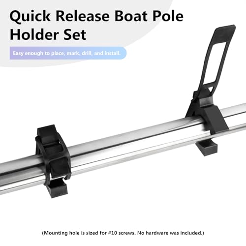 2 Pack Boat Oar & Pole Holders with Rubber Strap - Marine Clamp Set