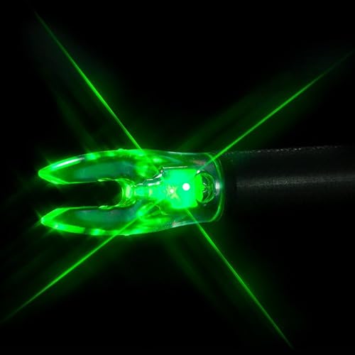 Lighted Archery Nocks 3-Pack - Green Variation Fits X, H, S, GT Arrows, 20+ Hour Battery