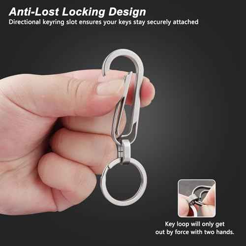 Titanium Carabiner Keychain Clip with Key Ring, 2 Inch Small Heavy Duty Key Clip, Belt Clip for Keys