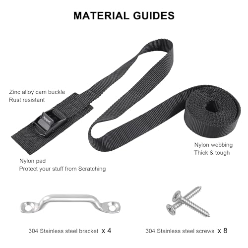 Ayaport Battery Tie Down Strap 48¡± Battery Box Hold Down Kit, Tie Down Kit, with Small Stainless Steel Bracket & Screws Used for RV Battery, Gas Fuel Tank, Accessories