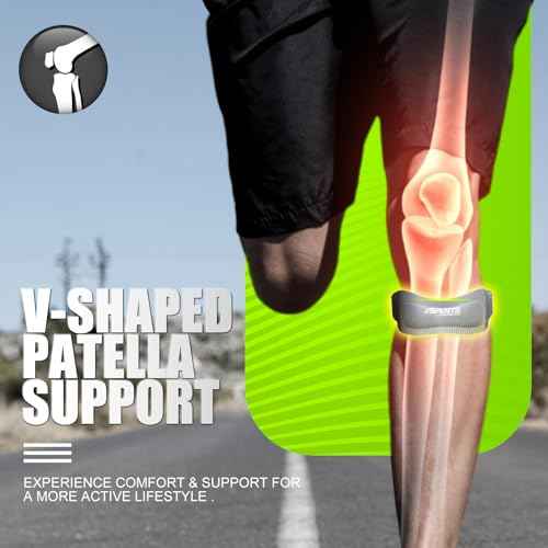 2 Pcs Silicone Patellar Tendon Support Strap Ergonomic Pad for Patellar Tendon Support Adjustable Non-slip Patella Band Stabilizer Knee Brace for Jumpers Knee Tendonitis Ball Sports