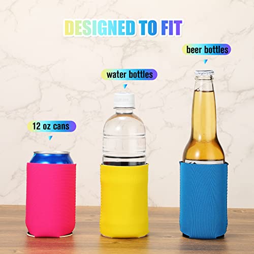 100 Pack Insulated Drink Cooler Sleeves - Simple Style, Vivid Colors, Reusable Collapsible Beer Can & Bottle Coolers