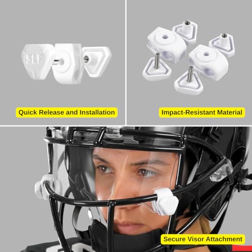 Football Visor Clips - Universal Fit for Quick & Secure Helmet Installation - White