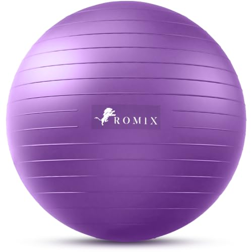 ROMIX Pregnancy & Exercise Yoga Ball 30 Inch Purple with Pump