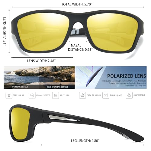 Polarized Night Time Driving Glasses for Men Women Anti Glare Night Vision Glasses Sunglasses for Cycling Biking