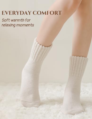 Thermal Women’s Boot Socks 3 Pairs - Thick Cozy Winter Socks, Black/Grey/Beige, Variation 5-9