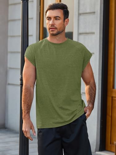 Men's Army Green XL Cap Sleeve Tank Top - Runcati Activewear