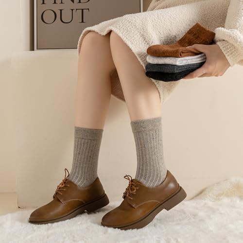 Wool Socks for Women - Winter Womens Socks 5 Pairs Soft Thermal Sock Fuzzy Warm Sock for Women Men