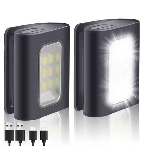 Running Light, 2Pack Reflective Running Gear for Runners, USB Rechargeable LED Light, Clip on Running Lights with Runners and Joggers for Camping, Hiking, Running, Outdoor Adventure