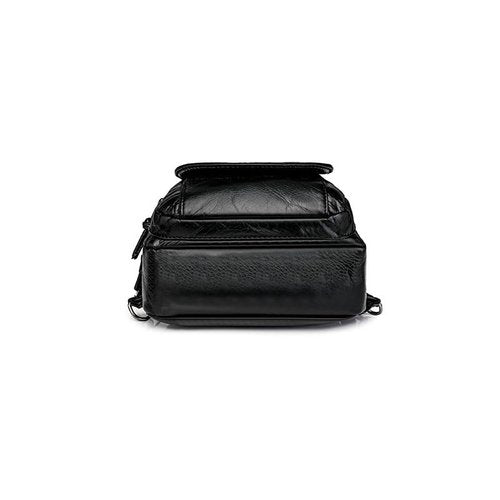 Lightolife Faux Leather Convertible Sling Backpack Travel Hiking Crossbody Shoulder Bag for Women, Black 4