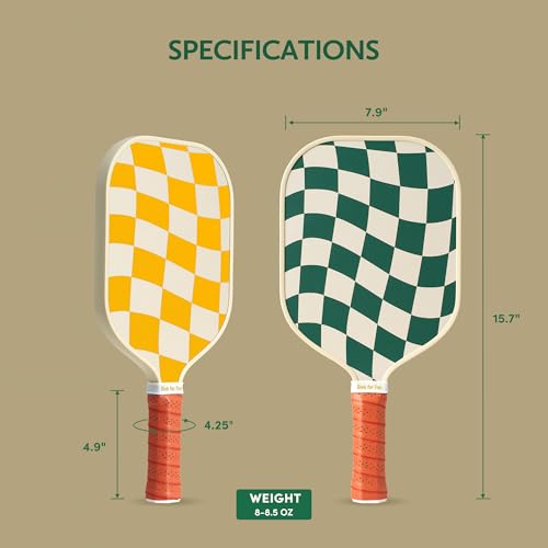 Pickleball Paddles Set of 2/4 - USAPA Approved Graphite Paddle with Wave Check - Dark Green 4-Wave Check Variation
