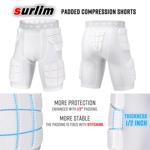 Men's Football Girdle with 5 Padding Zones - Medium White