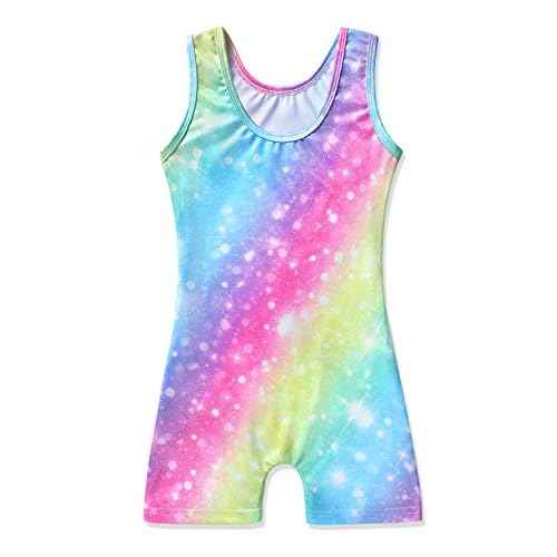 HOZIY Gymnastics Leotards for Girls with Shorts Toddlers Biketards Rainbow Unicorn Dinosaur Mermaid Leopard Flower Galaxy