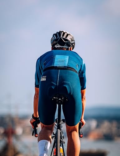 Men's Breathable Lightweight Cycling Jersey Short Sleeve Quick Dry Navy Blue Medium