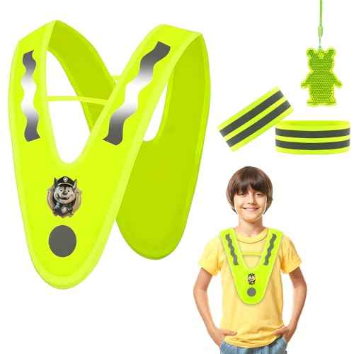 Kids Reflective Vests,High Visibility Child Safety Vests with Reflective Bracelets for Cycling Outdoor