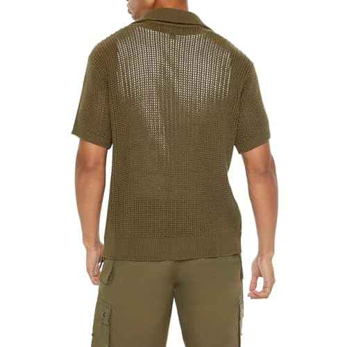 Forever 21 Mens Sweater-Knit Half-Zip Shirt