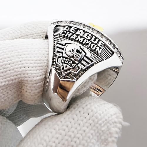 Fantasy Football Champion Ring 2024 Heavy Gold Silver Tone Trophy - One / 11