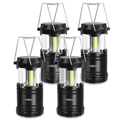 LED Camping Lantern, Battery Operated Lights, Adjustable Brightness for Camping, Power Outages, Emergencies, Outdoor Collapsible Lanterns, 4 Pack