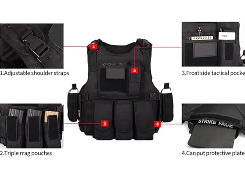 Adjustable Tactical Airsoft Vest for Men Outdoor Tan