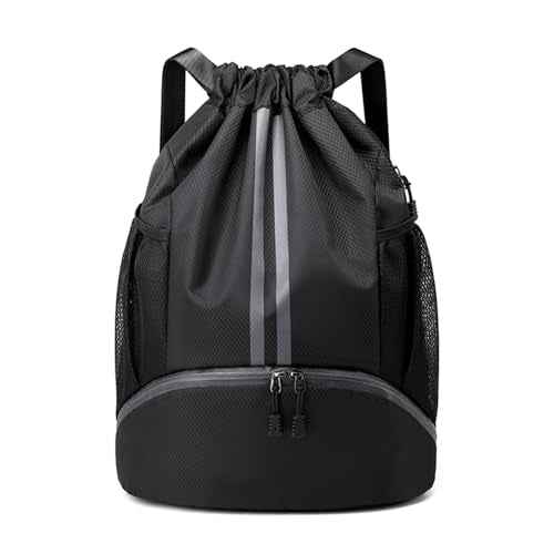 Drawstring Backpack Gym Bag with Shoes Compartment for Soccer, Basketball, Swim, Water-Resistant String Backpack Beach Cinch for Women Men