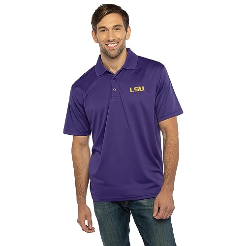 Men's College Polo Shirt LSU Tigers X-Large Team Color Moisture Wicking