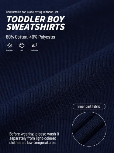 Toddler Boys Sweatshirts 4 Pack - Long Sleeve Cotton Shirts for 2T-6Y, Black, Dark Gray, Navy Blue, Red, 5T Variation