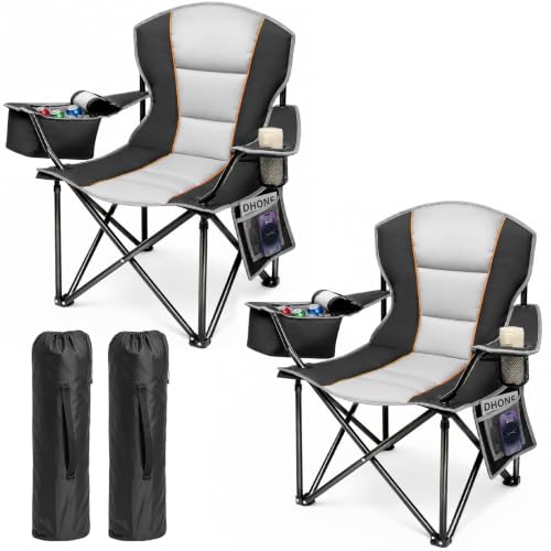 Oversized Camping Chair 2 Pack Heavy Duty Folding Lawn Chairs 500LBS Support