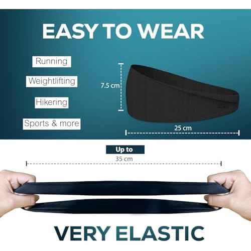 Relix Sports Headband for Men (Pack of 5) - Moisture Absorbing Workout Headband, Sweatband Headbands for Running, Cycling, Football, Yoga, Unisex Hairband
