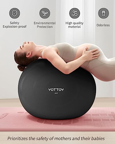 26 Inch Anti-Burst Exercise Ball for Yoga Pregnancy & Fitness - Black