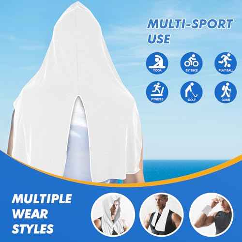 Cooling Hoodie Towels for Neck and Face, UPF 50 Sun Protection & Instant Cooling, Ice Towels for Hot Weather, Soft Breathable Towel for Sport, Work Out, Gym, Camping & More Activities