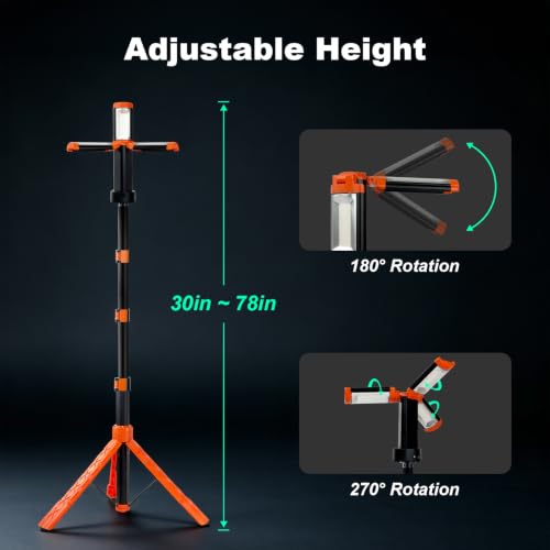 10,000mAh Dimmable Camping Light with Tripod, Rechargeable Work Lantern