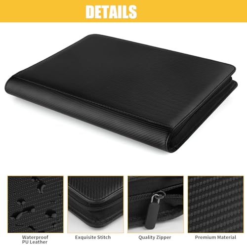 12 Pocket Ringless Side Loading Trading Card Binder - 720 Card Capacity, Black