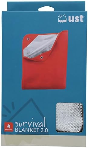UST 20-PGR0010-08 Survival Blanket/Tarp 2.0 with Windproof and Waterproof Material for Emergency, Camping, Hiking and Outdoors, Orange
