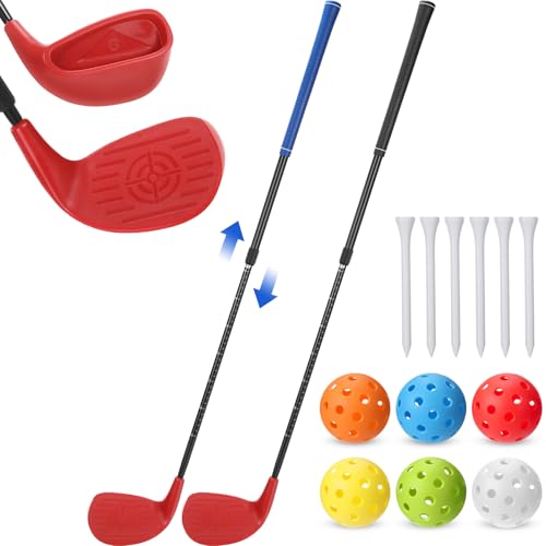 Adjustable Plastic Golf Clubs Set - Right Hand, Red Black & Blue Variation