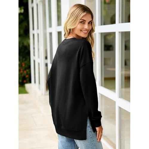 Glamaker Women's Long Sleeve V Neck Sweatshirt Air Essentials Soft Loose Pullover Sweatshirts