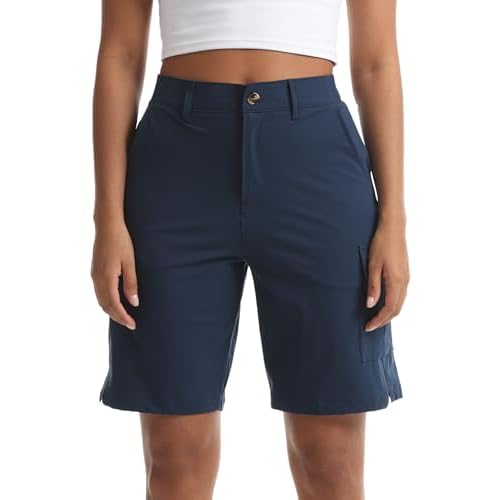 Women's Lightweight Hiking Cargo Shorts for Running Athletic Camping Travel Golf - Water Resistant with 5 Pockets