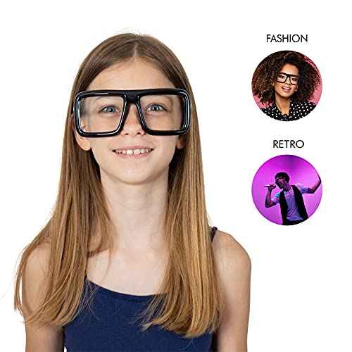 Skeleteen Black Oversized Thick Glasses ? Shiny Square Frame Old Man Nerd Costume Accessory Clear Lens Spectacles for Adults and Children