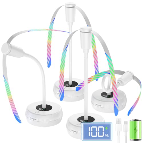 Rechargeable Outdoor Fly Fan with Holographic Blades - White, 4 Pack