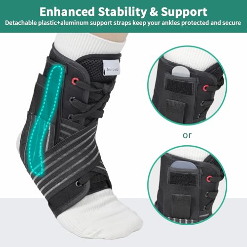 Ankle Brace Support for Men Women XL Black Removable Side Splints