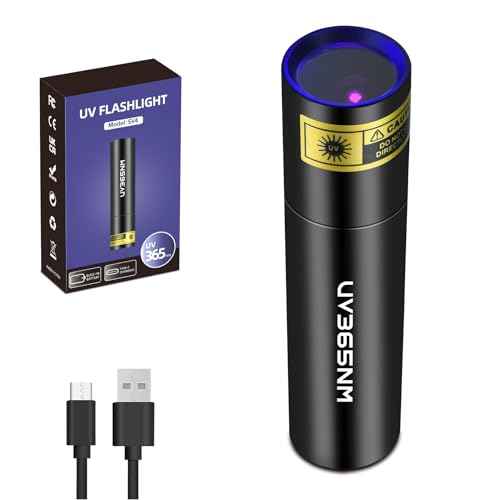 UV Flashlight Rechargeable 365nm Black Light for Pet Urine Detection, USB - C Portable Blacklight Mini Powerful Woods Lamp LED ultra violet Flashlights uv for Resin Curing, Leak Detection, Travel